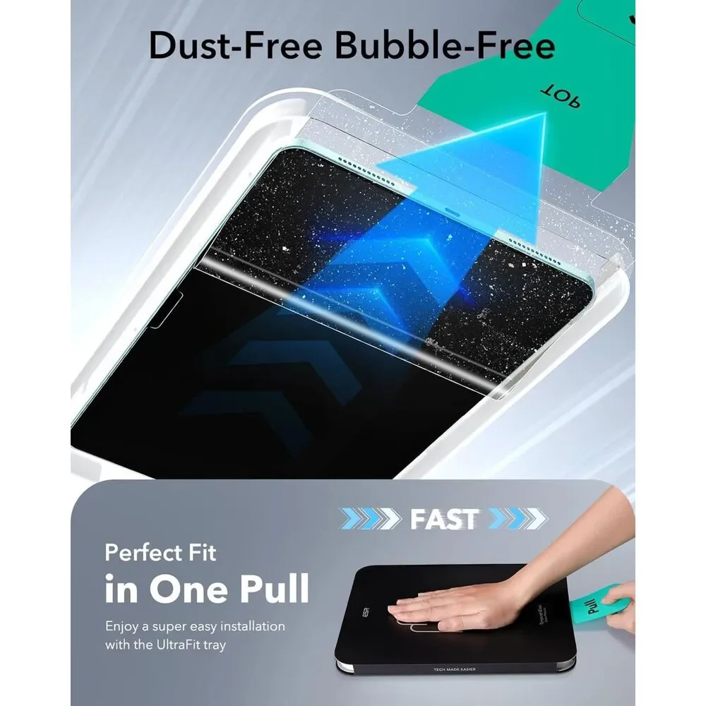 ESR 2 Pack Screen Protector for iPad Air 11 Inch M4/M3/M2, 9H Tempered Glass